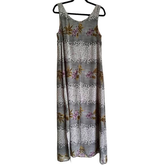 Borcellini Sleeveless Maxi Dress Multicolor Side Slit Green/Gray Size 9/10 - Picture 2 of 5